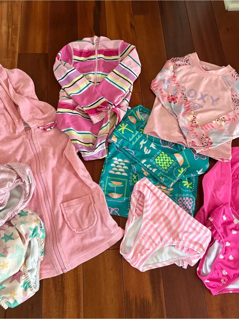 Lot of 3T Girls Swim Reusable Water Diapers, Cover Up, Long Sleeve Swimsuit
